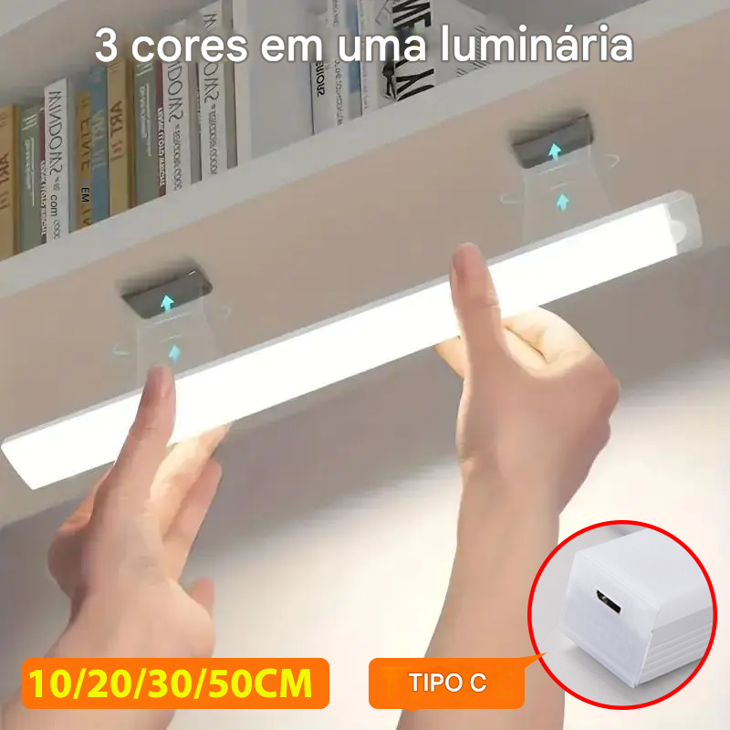 Luminária com design moderno colorida e iluminação de três cores diferentes, ajustável e eficiente, ideal para decoração e iluminação de ambientes internos.