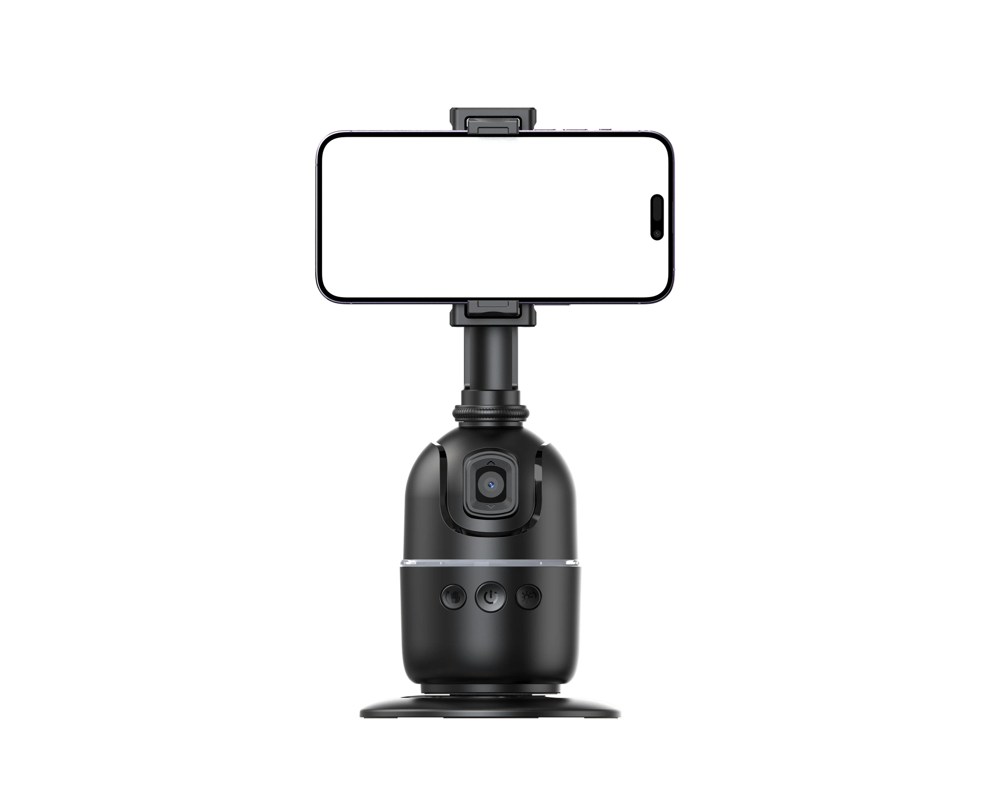 Gimbal com câmera e smartphone montados, ideal para gravações de vídeos estáveis e profissionais.